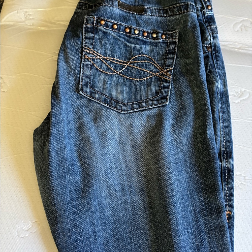 Cowgirl Tuff Copper Mustang Blue Boot Cut Jeans with Studded Pocket